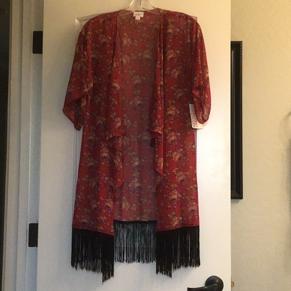 LuLaRoe Monroe Cover Up Floral w/ Fringe NWT Small